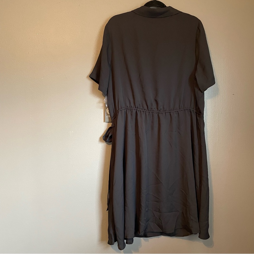 NWT Vince Camuto Sz 1X Wmns Black Collared Short Sleeve Wrap Mini Dress Ret $139 - Picture 13 of 14